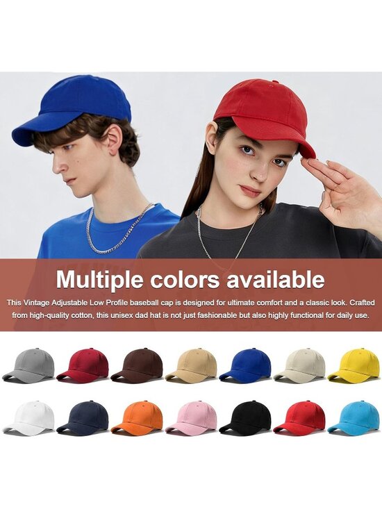 Unisex Blue Adjustable Low Profile Base Ball Cap Vintage Hat for Daily Use